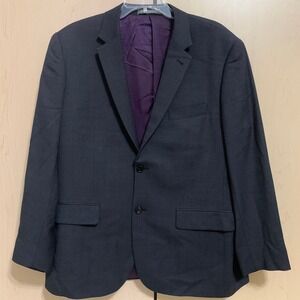 Indochino Men's Gray Textured Two Button Wool Blazer Suit Jacket Chest 46" Short